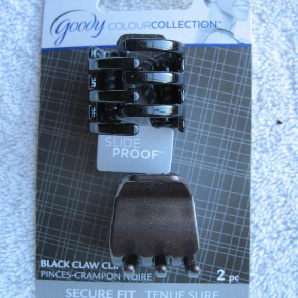 2 Goody Black Color Collection Slide Proof Secure Fit Claw Clip Hair Jaw Plastic - Picture 1 of 5